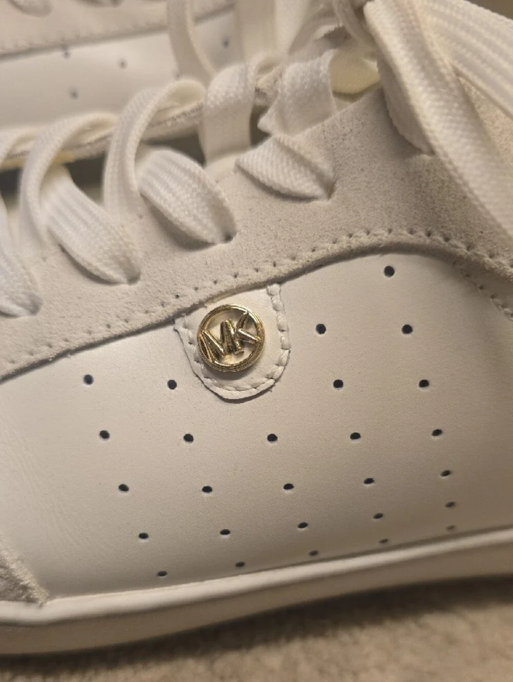 Michael Kors White Sneakers with Gold Heel Detail